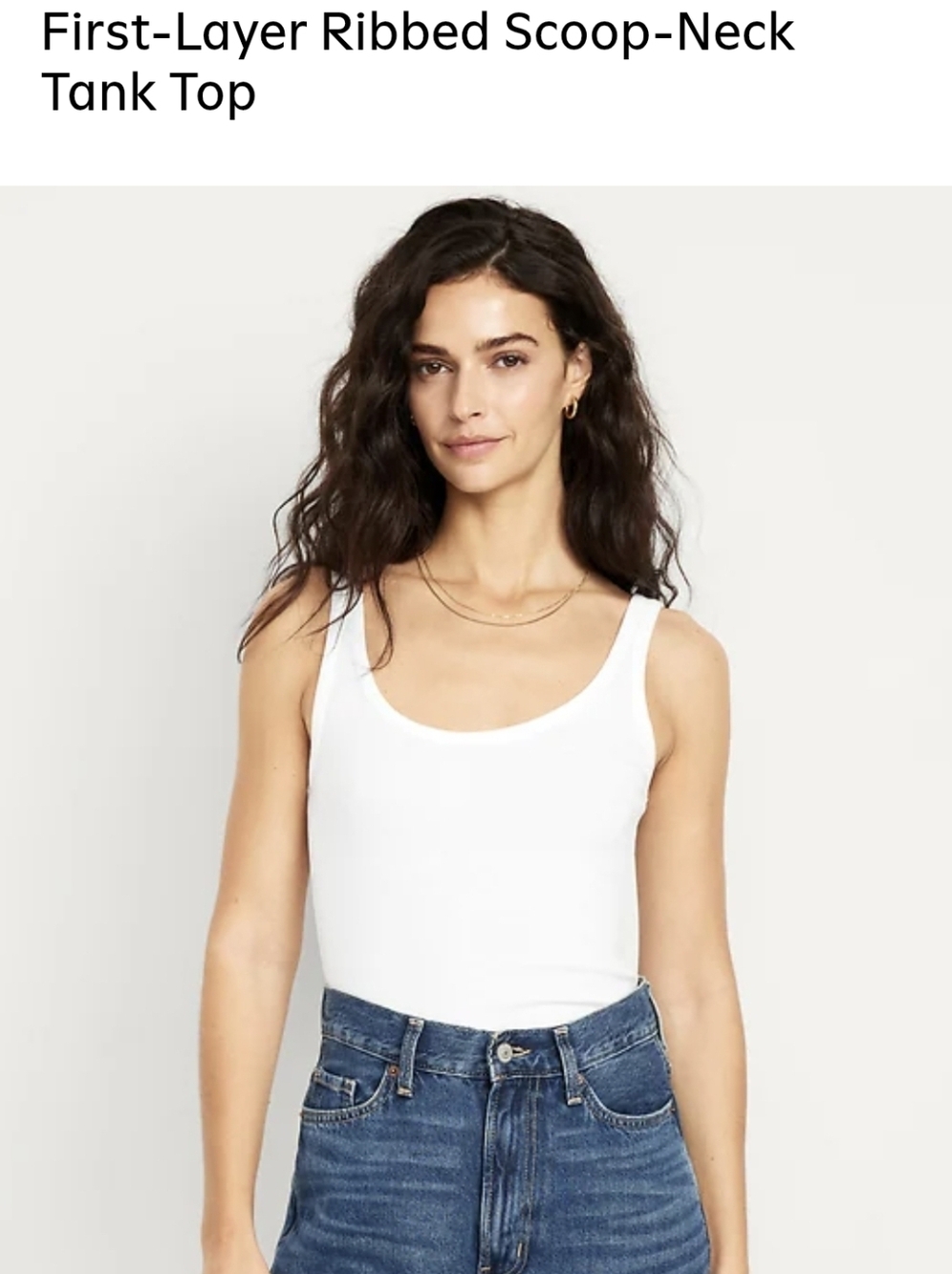 First-Layer Ribbed Scoop-Neck Tank Top - White